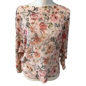 Luisa Ricci Italian Made Dolman Sleeve Boatneck Sweater Pink Floral Print S